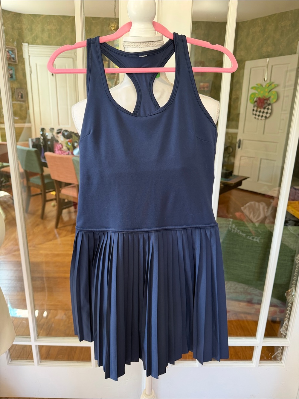 Source Unknown Navy Blue Pleated Athletic Skort with Racerback Tank